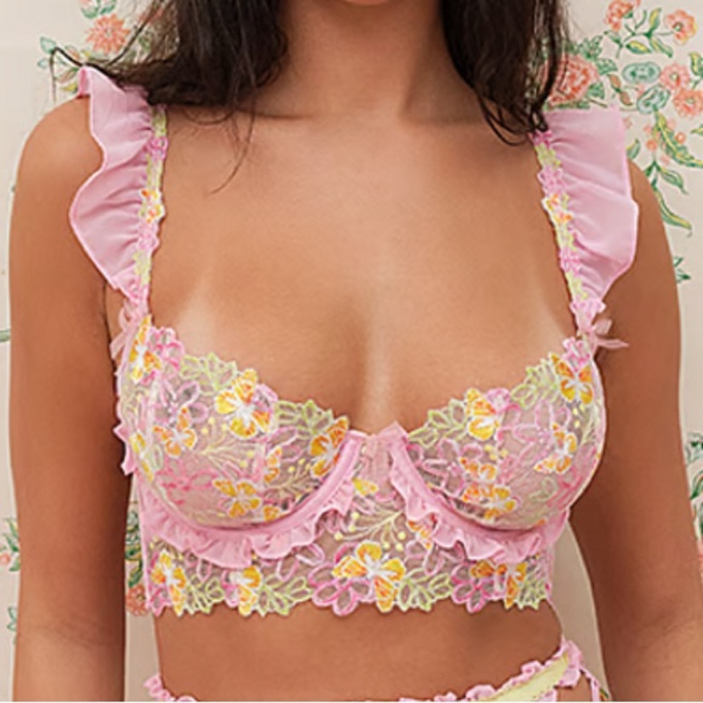 NEW FOR LOVE AND LEMONS SUNSET BUTTERFLY UNDERWIRE BRA TOP